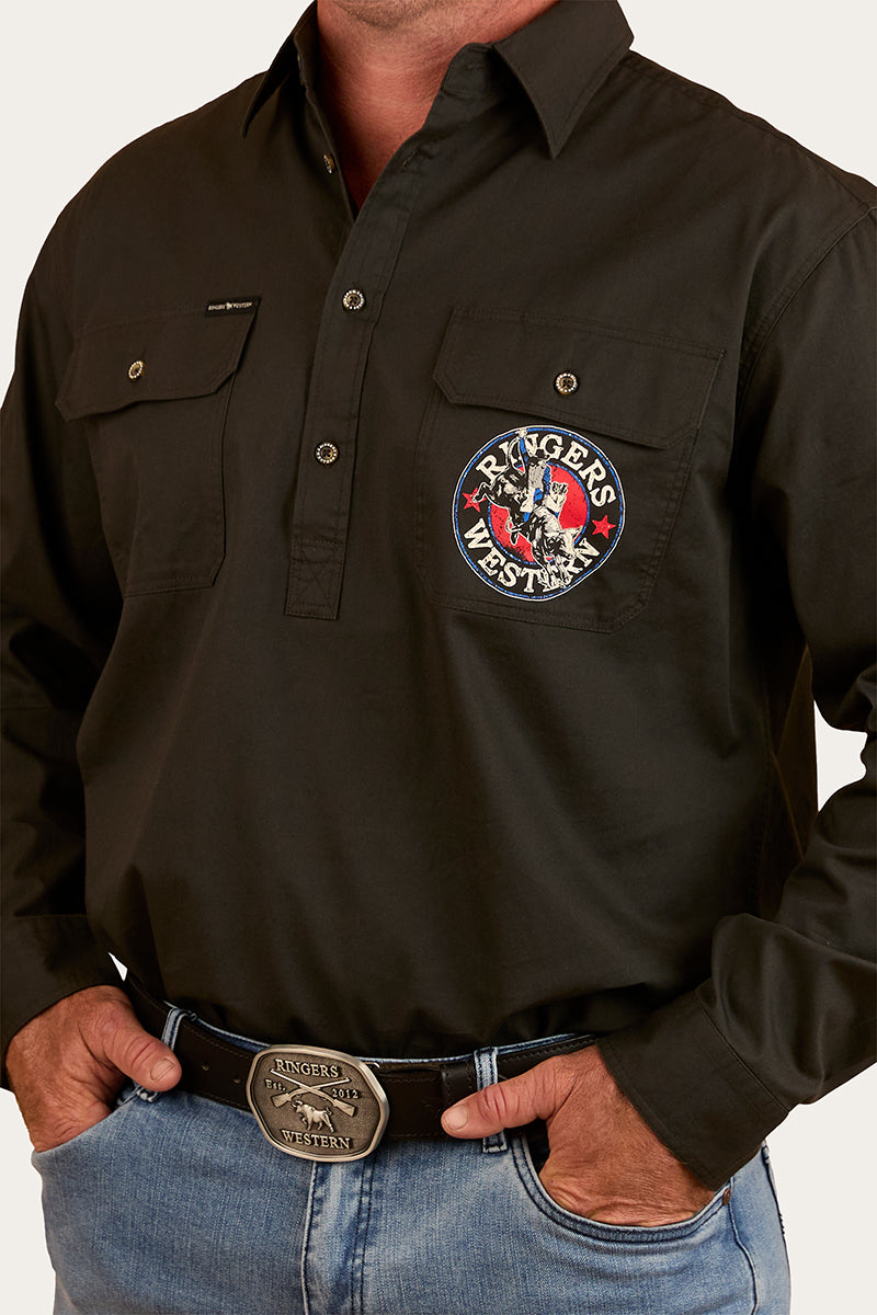 Ringers Western 8 Seconds Mens Half Button Work Shirt