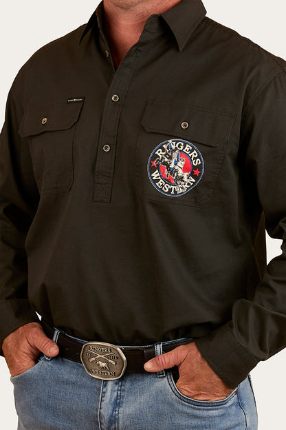Ringers Western 8 Seconds Mens Half Button Work Shirt