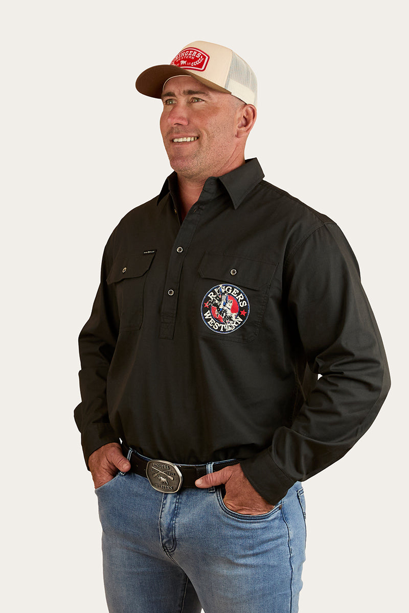 Ringers Western 8 Seconds Mens Half Button Work Shirt