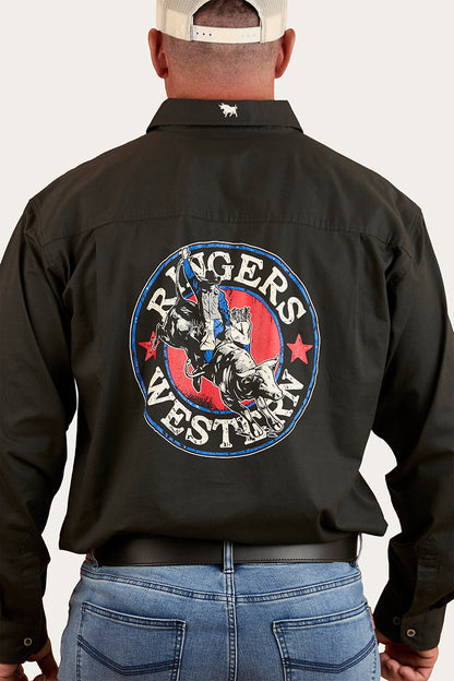 Ringers Western 8 Seconds Mens Half Button Work Shirt