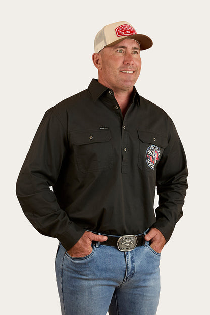 Ringers Western 8 Seconds Mens Half Button Work Shirt