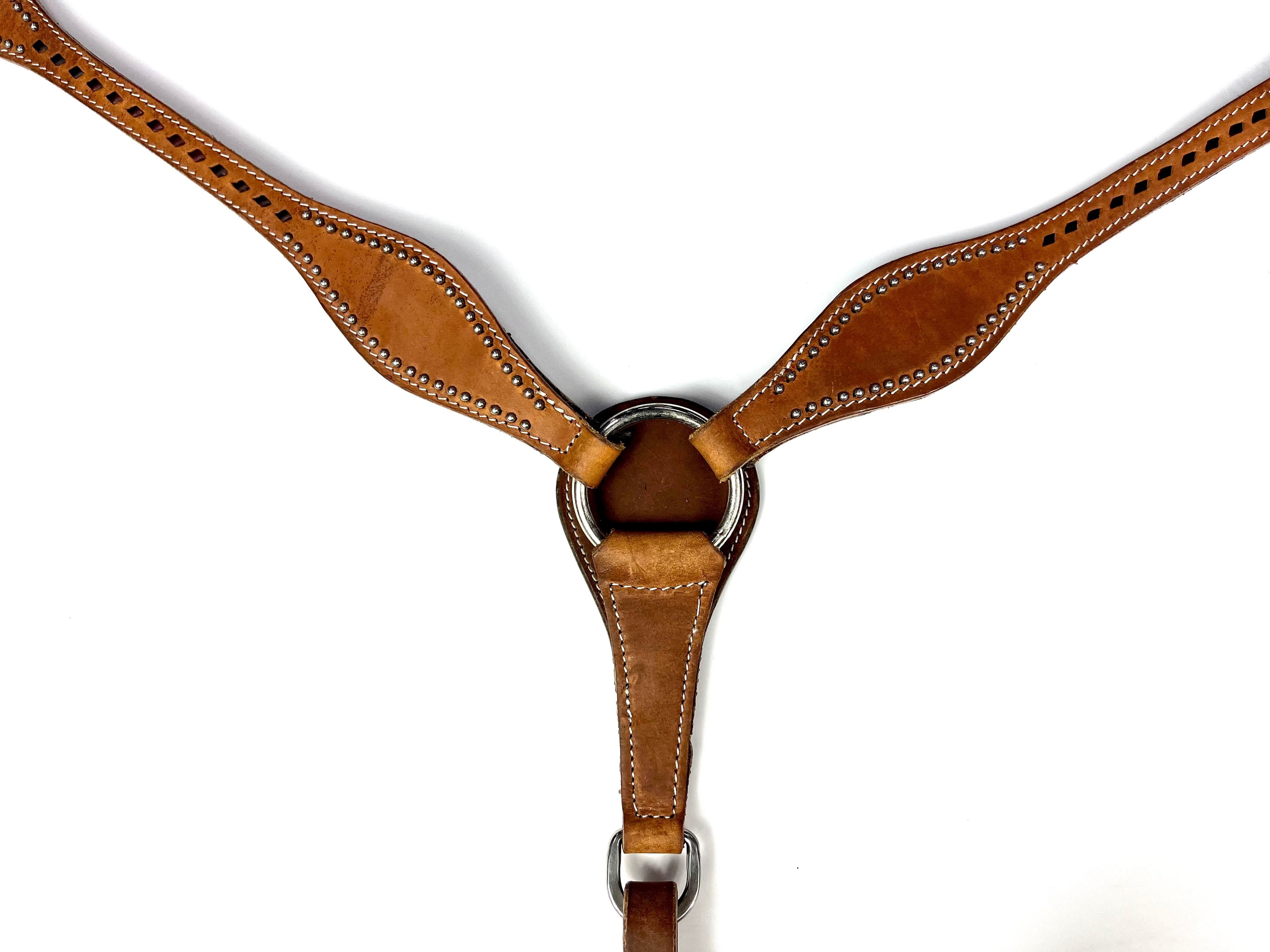 Ezy Ride Breastplate Shaped with Lace and Dots Harness Leather