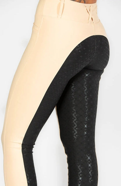 BARE Equestrian Sculpt Hybrid Riding Breeches - Stone/Black Seat