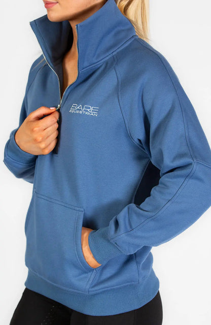 BARE Equestrian Quarter Zip Teddy Pullover Sweater - Windsor Blue