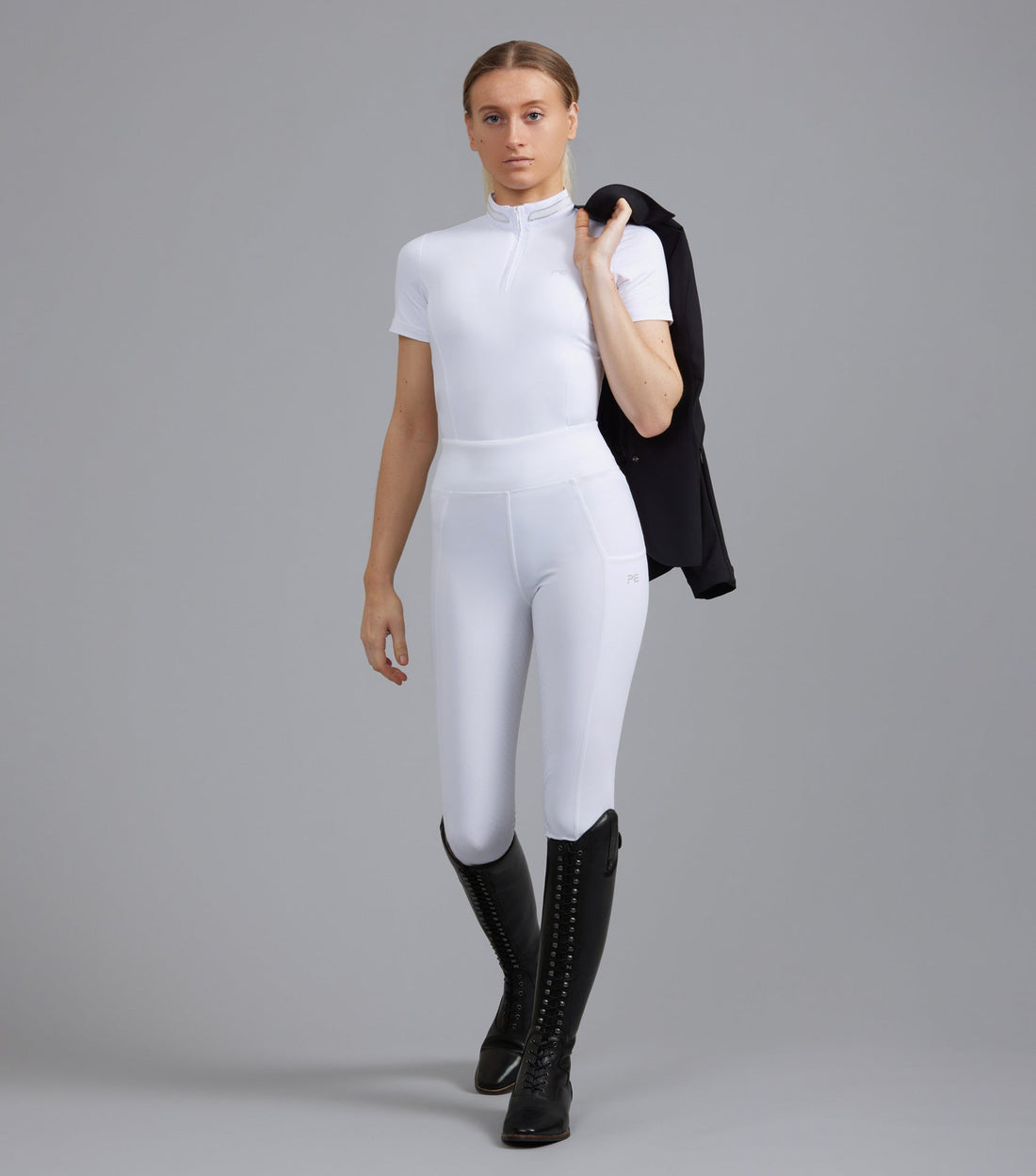 Description:Aresso Ladies Full Seat Gel Riding Tights_Colour:White_Position:1