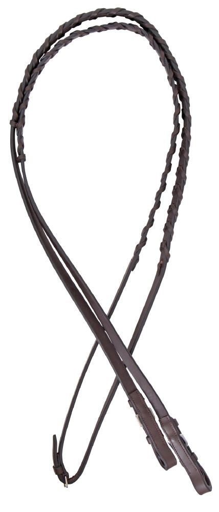 Platinum Laced Leather Reins Brown