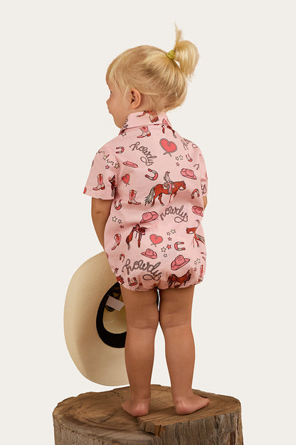 Ringers Western Mini Cowgirl Babies Short Sleeve Work Shirt Romper