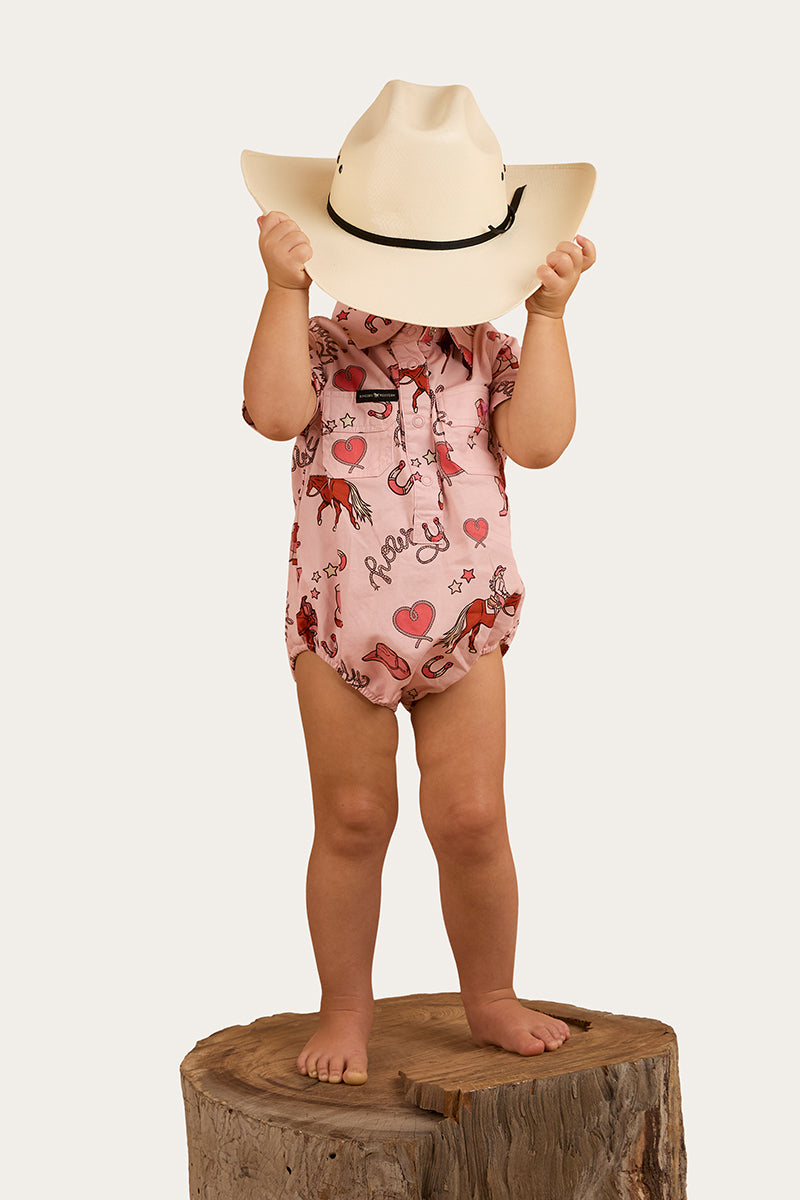 Ringers Western Mini Cowgirl Babies Short Sleeve Work Shirt Romper