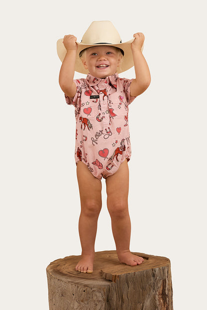 Ringers Western Mini Cowgirl Babies Short Sleeve Work Shirt Romper