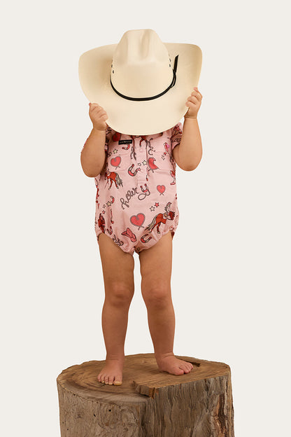 Ringers Western Mini Cowgirl Babies Short Sleeve Work Shirt Romper