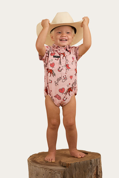 Ringers Western Mini Cowgirl Babies Short Sleeve Work Shirt Romper