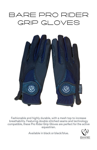 BARE Equestrian Pro Rider Mesh Grip Gloves