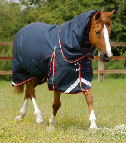 Description:Buster 100g Turnout Rug with Snug-Fit Neck Cover_Colour:Navy_Position:1