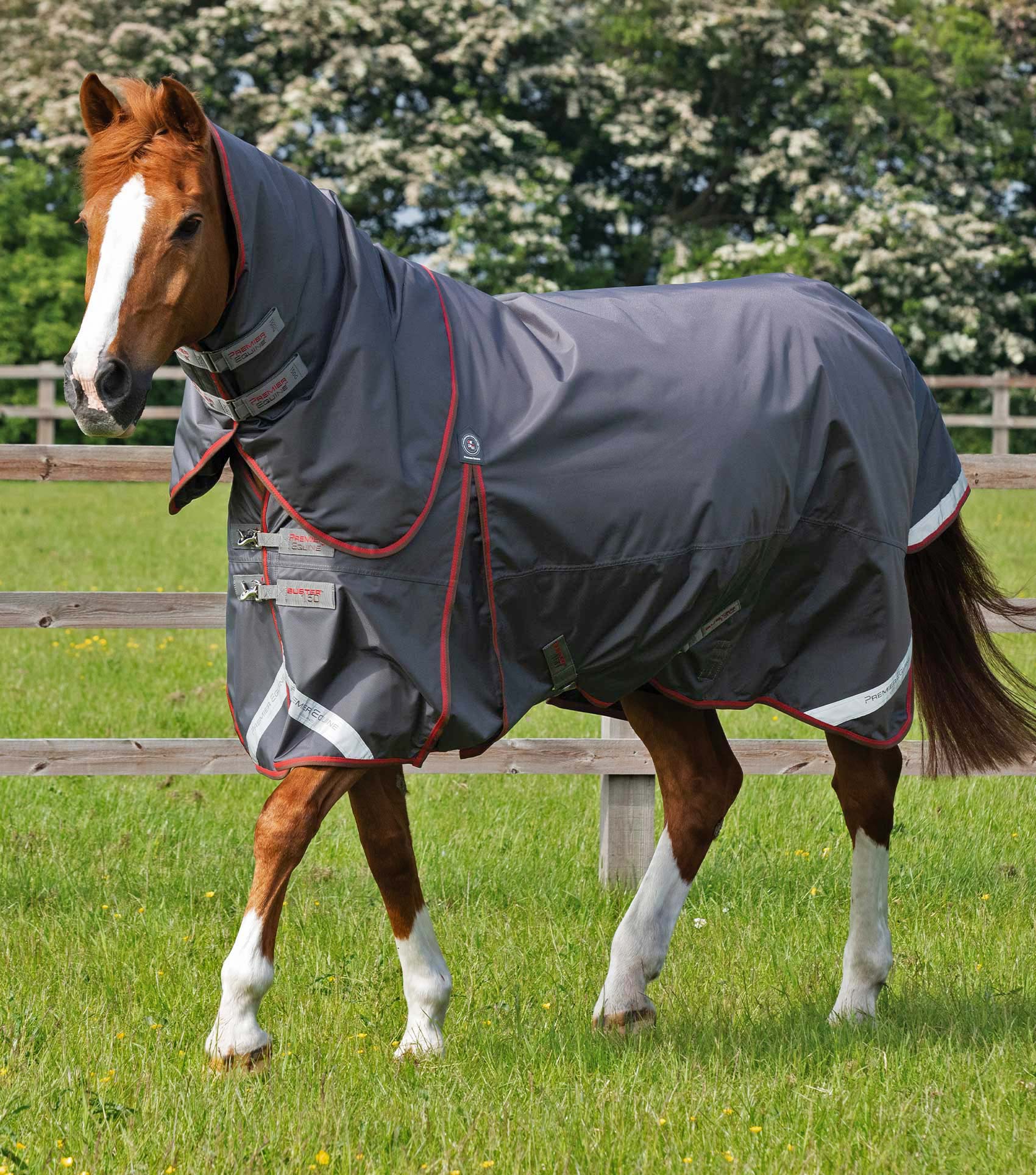 Description:Buster 150g Turnout Rug with Classic Neck Cover_Colour:Grey_Position:1