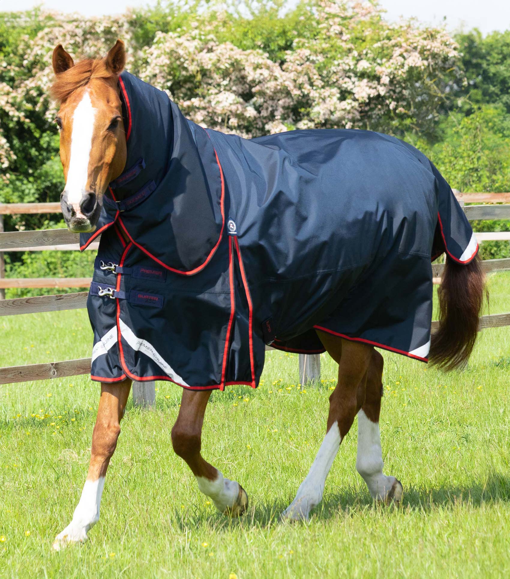 Description:Buster 250g Turnout Rug with Classic Neck Cover_Colour:Navy_Position:1