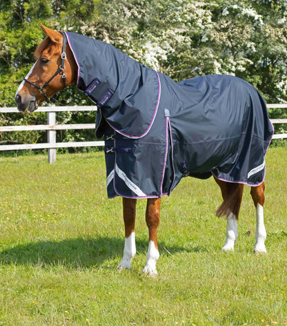 Description:Buster 70g Turnout Rug with Classic Neck Cover_Colour:Navy_Position:1