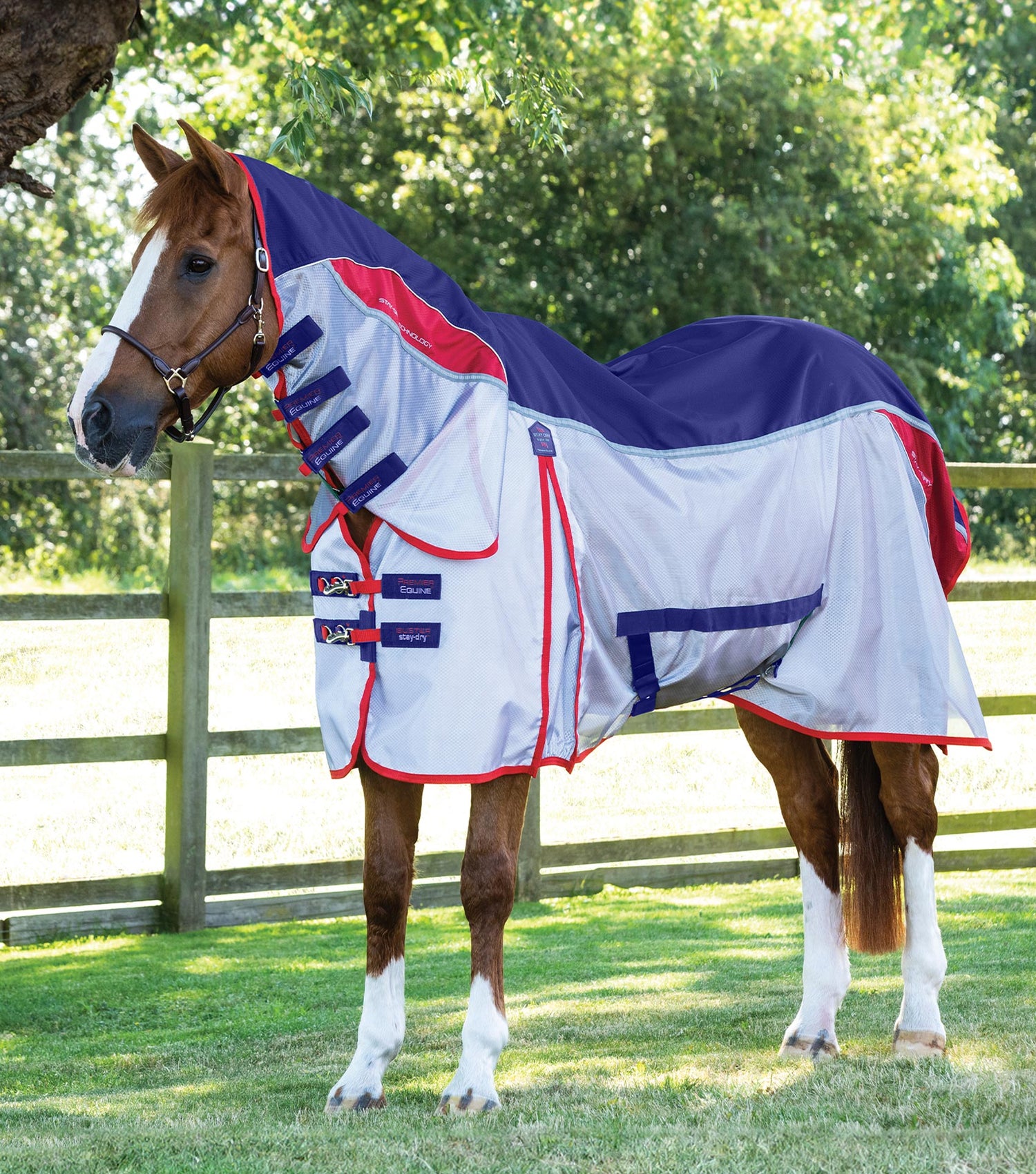 Description:Buster Stay-Dry Super Lite Fly Rug with Surcingles_Colour:Navy_Position:1