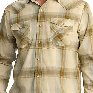 Carhartt Montana Rugged Flex Relaxed Fit Lightweight Long-Sleeve Snap-Front Plaid Shirt