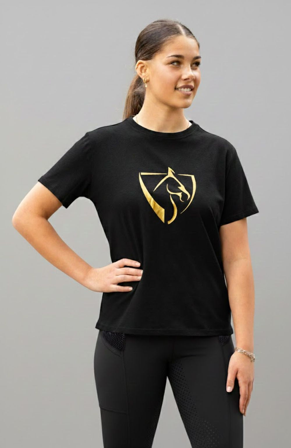 BARE Equestrian Black &amp; Gold Limited Edition Logo Tee