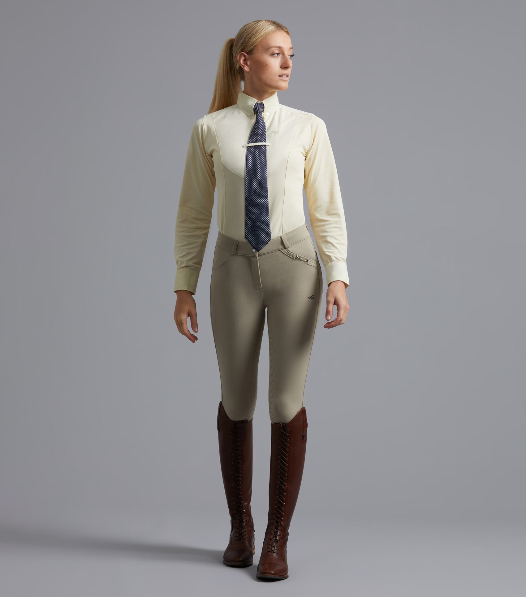 Description:Delta Ladies Full Seat Gel Competition Riding Breeches_Colour:Beige_Position:1