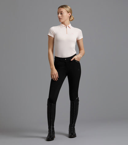 Description:Delta Ladies Full Seat Gel Riding Breeches_Colour:Black_Position:1