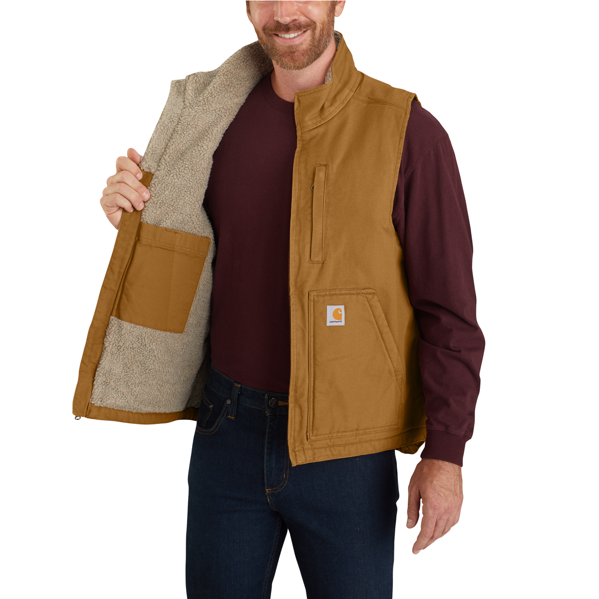 Carhartt Washed Duck Sherpa Lined Mock Neck Vest