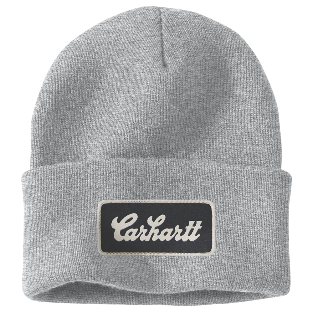 Carhartt Knit Cuffed Script Patch Beanie - Heather Grey