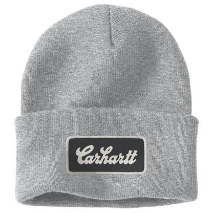 Carhartt Knit Cuffed Script Patch Beanie - Heather Grey