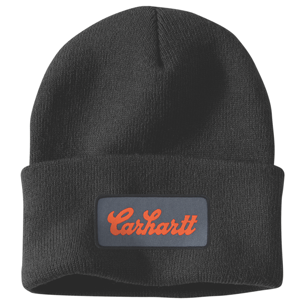 Carhartt Knit Cuffed Script Patch Beanie - Black