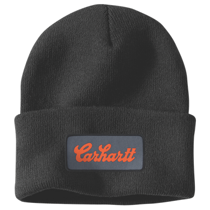 Carhartt Knit Cuffed Script Patch Beanie - Black