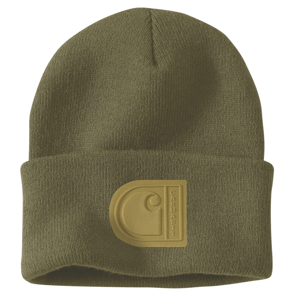 Carhartt Knit Cuffed C Patch Beanie - Dark Bronzed Green