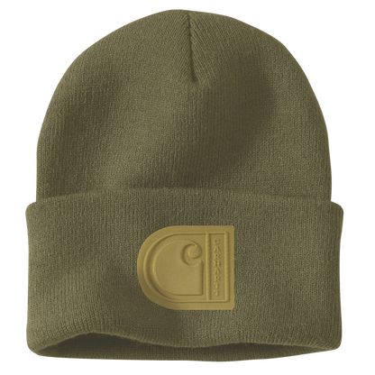 Carhartt Knit Cuffed C Patch Beanie - Dark Bronzed Green