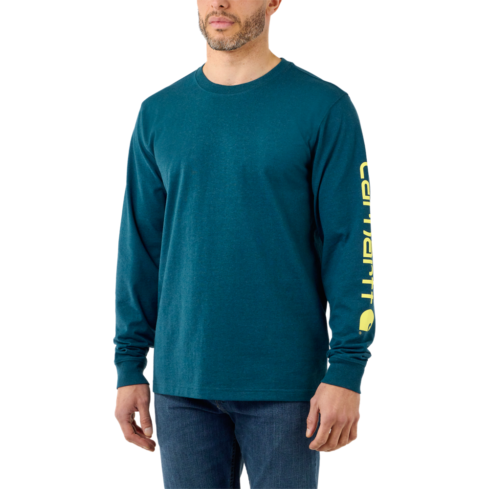 Carhartt Relaxed Fit Long Sleeve Logo T-Shirt Night Blue Heather H70
