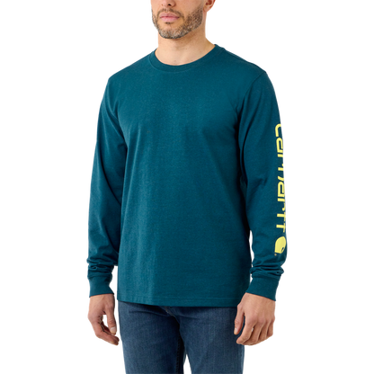 Carhartt Relaxed Fit Long Sleeve Logo T-Shirt Night Blue Heather H70