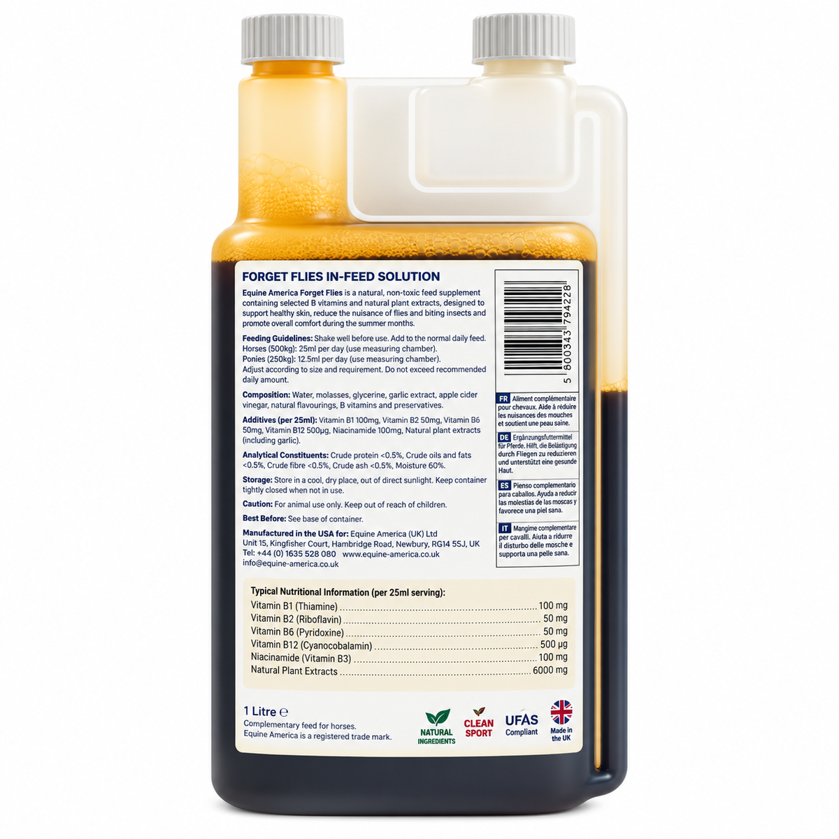 Equine America Forget Flies In-Feed Solution 1L