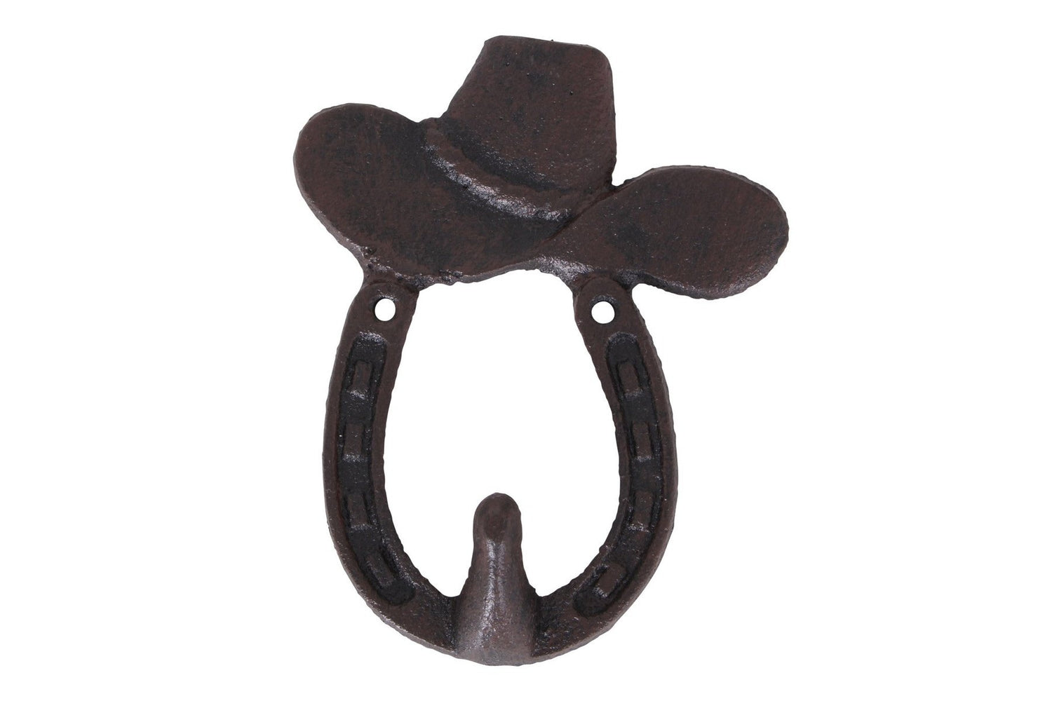 Cast Iron Horse Shoe Hook with Cowboy Hat