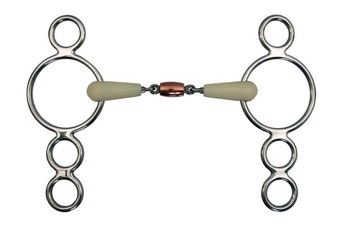 Happy Mouth Double Jointed Dutch Gag Bit with Copper Roller