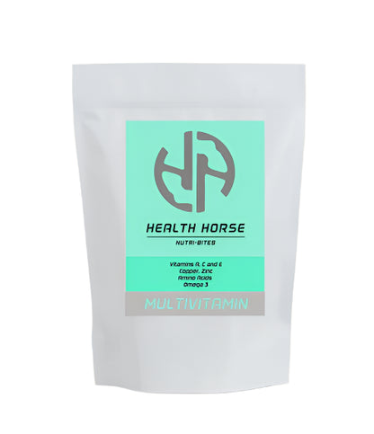 Health Horse Nutri-Bites multivitamin package on a beige background
