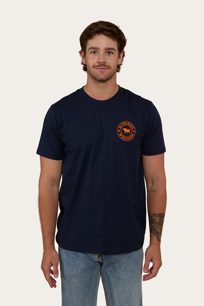 Ringers Western 
Signature Bull Mens Loose Fit T-Shirt - Navy/Orange