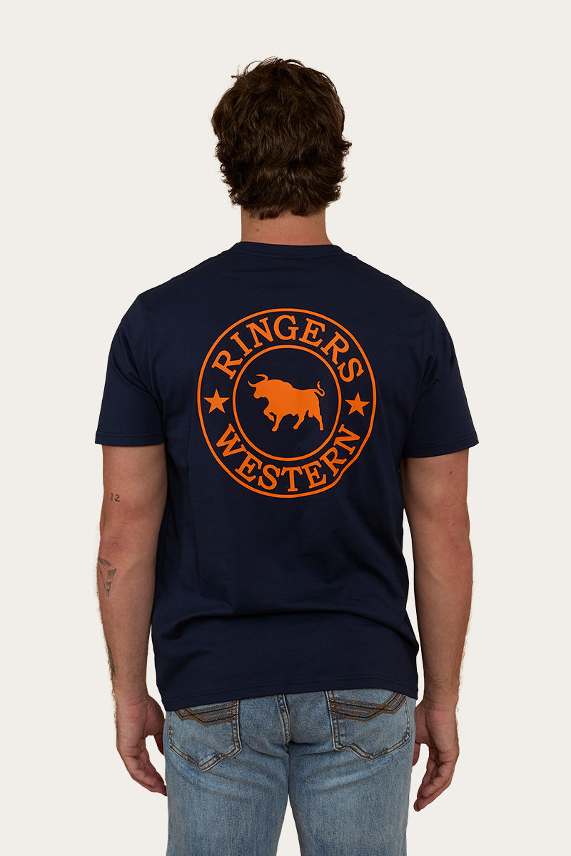 Ringers Western 
Signature Bull Mens Loose Fit T-Shirt - Navy/Orange
