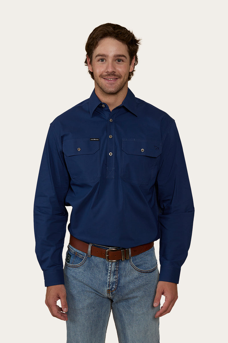 Ringers Western King River Mens Half Button Coolmax Work Shirt
