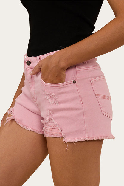 Ringers Western Jessie Womens Mid Rise Ripped Denim Short
