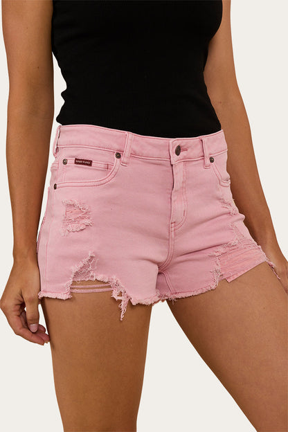 Ringers Western Jessie Womens Mid Rise Ripped Denim Short