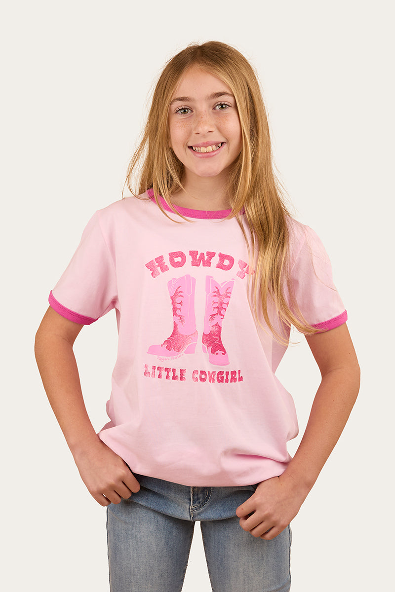 Ringers Western Howdy Cowgirl Kids Ringer T-Shirt