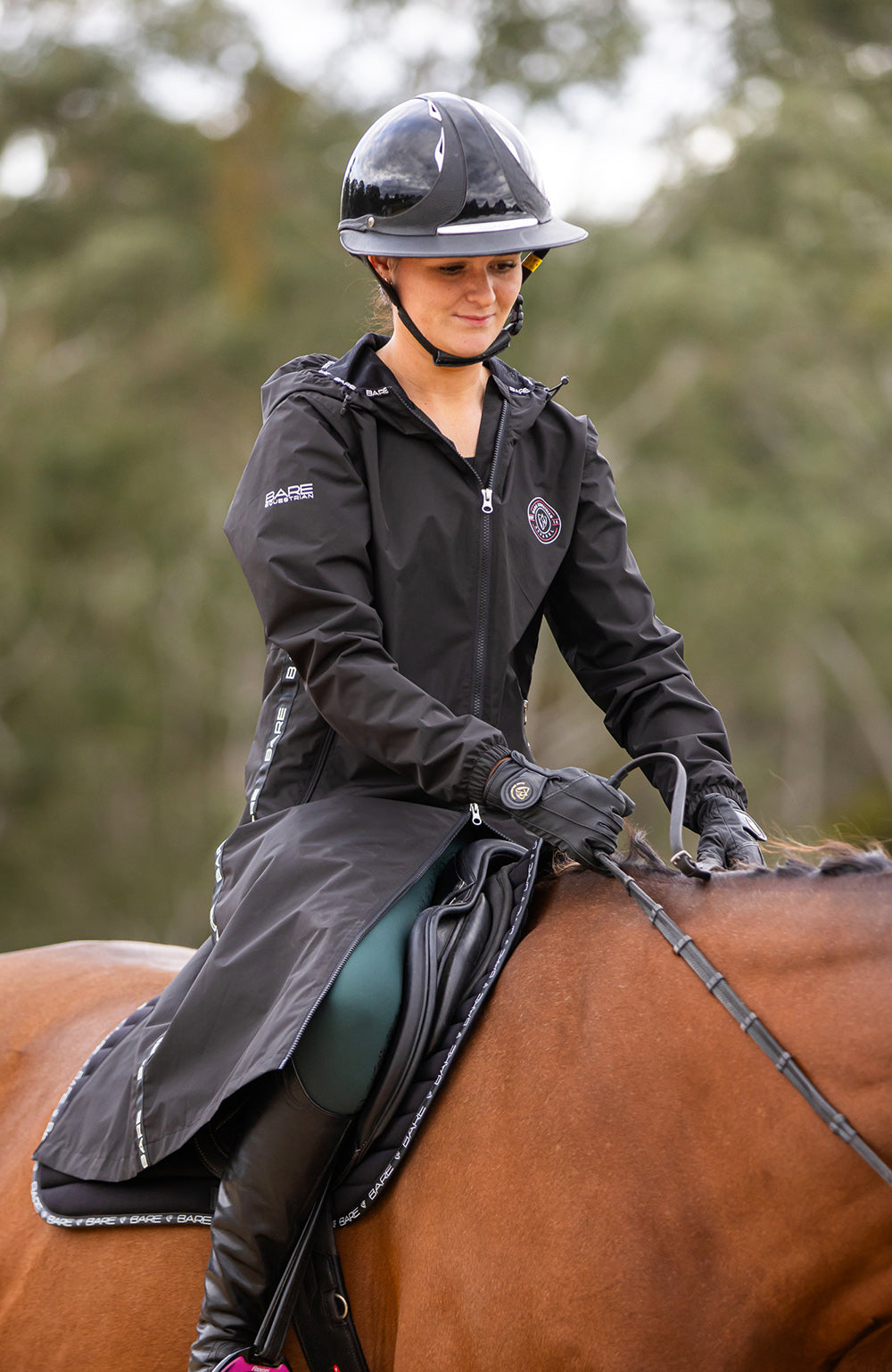 BARE Equestrian Candace Lightweight Waterproof Long Jacket (Mesh Lined)