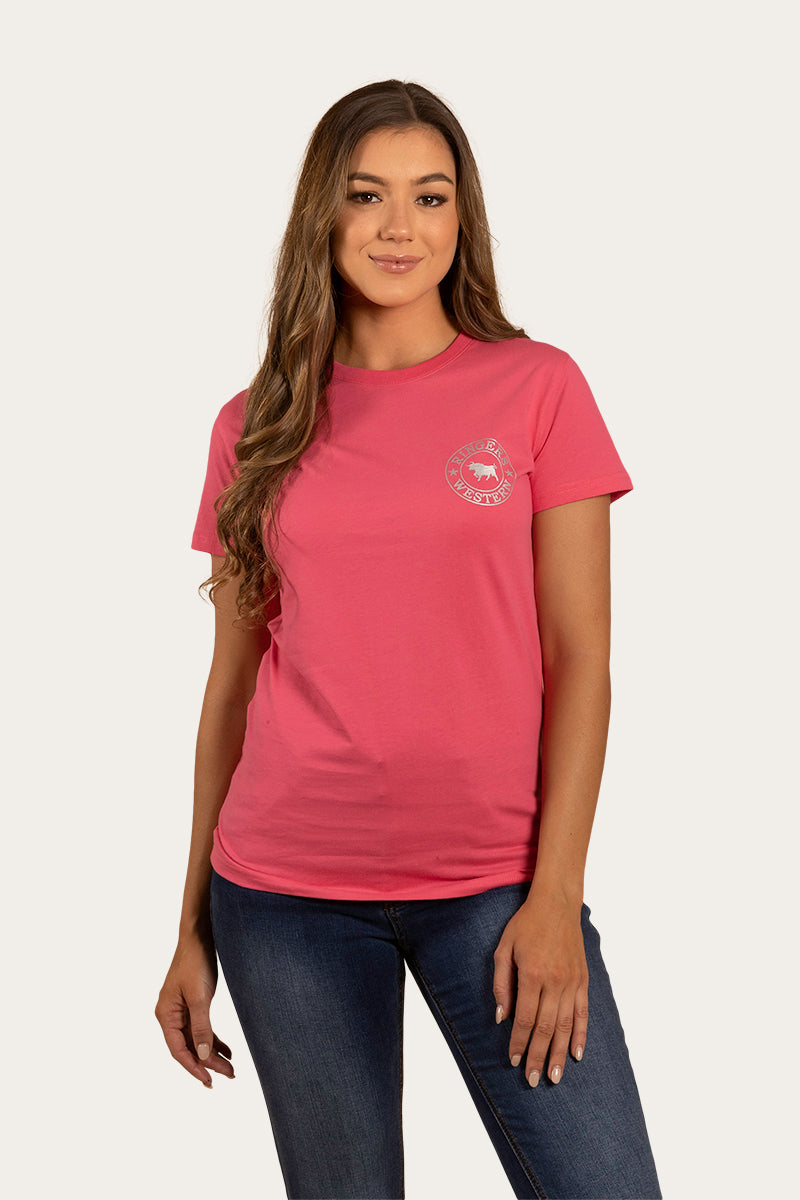 Ringers Western 
Signature Bull Womens Classic Fit T-Shirt - Melon/Silver