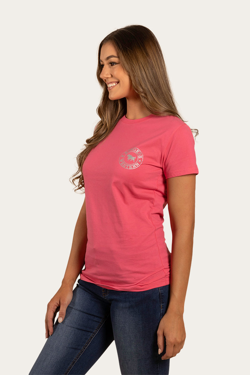 Ringers Western 
Signature Bull Womens Classic Fit T-Shirt - Melon/Silver