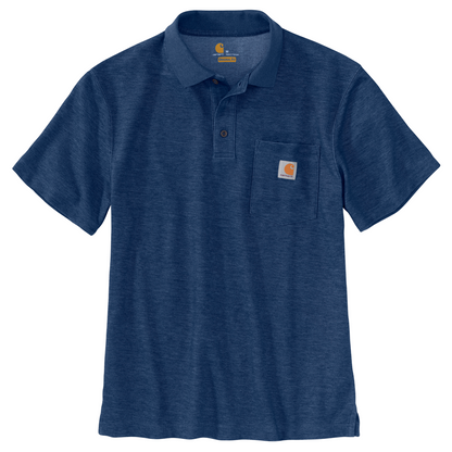 Carhartt Pique-Knit Contractors Pocket Polo Dark Cobalt Blue Heather 413