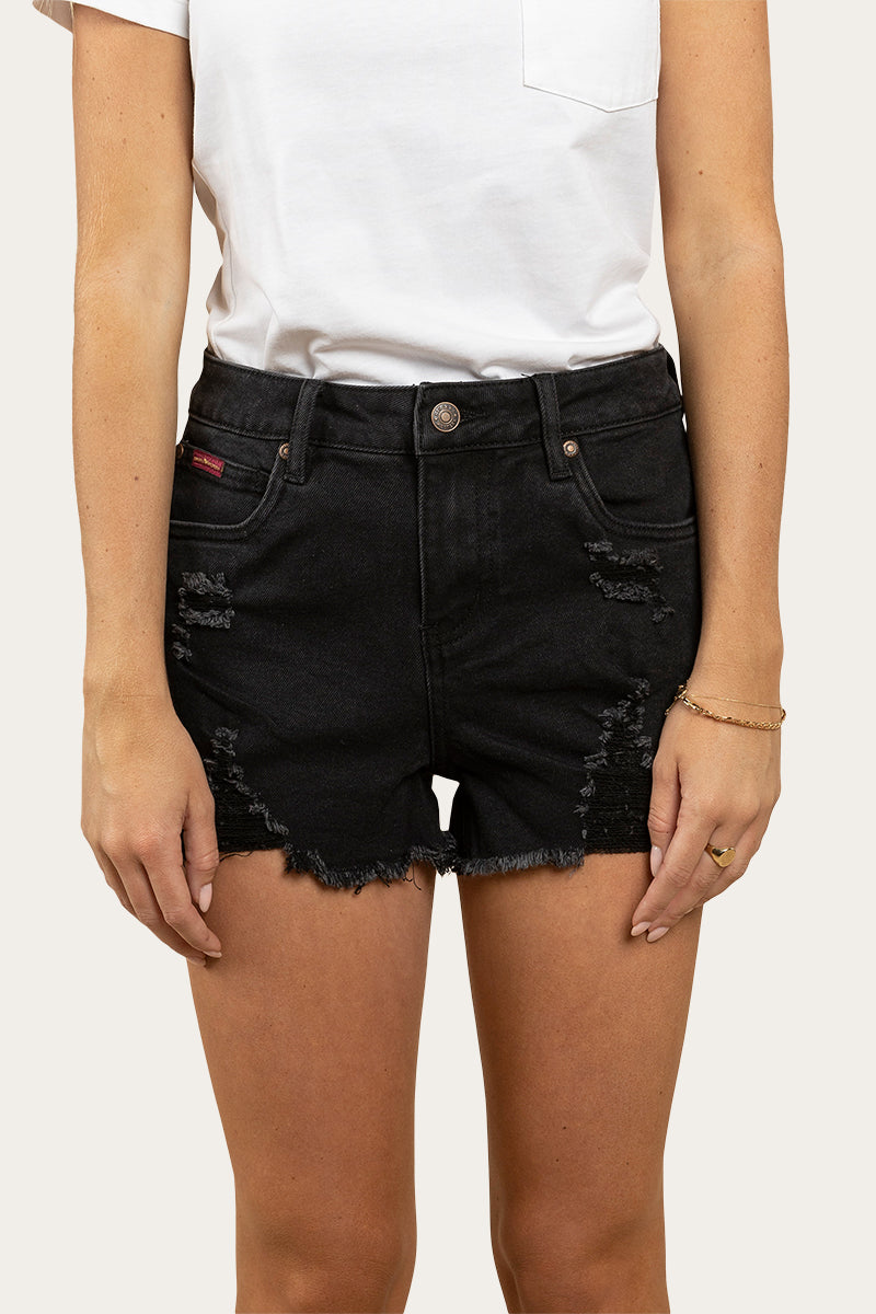 Ringers Western Jessie Womens Mid Rise Ripped Denim Short