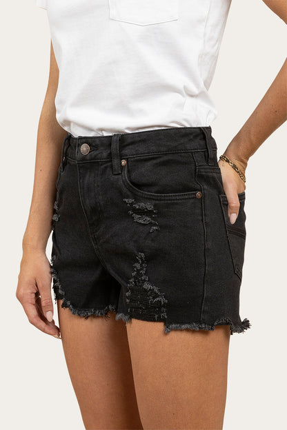 Ringers Western Jessie Womens Mid Rise Ripped Denim Short